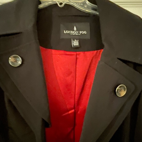 London Fog Women's Black Trench Coat with Red Lining - Picture 8 of 11